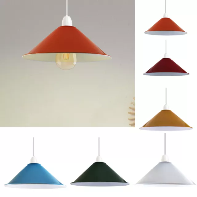 Modern Vintage Industrial Retro Loft Metal Ceiling Colour Shade Pendant Light