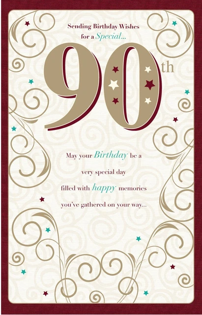 90TH HAPPY BIRTHDAY Card Sending Birthday Wishes for A Special 90 ...