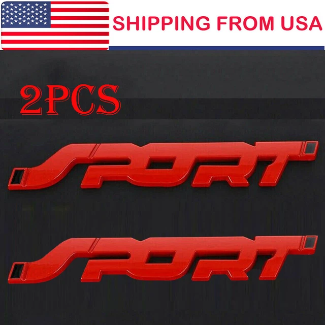 2x Red SPORT 3D Logo Car Emblem Badge Sticker Trunk Bumper Decal Accessories USA