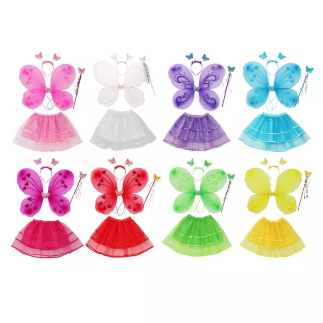 Fairy Costume for Girls, Butterfly Wing, Staff, Tutu, Headband 4Pcs/Set Princess