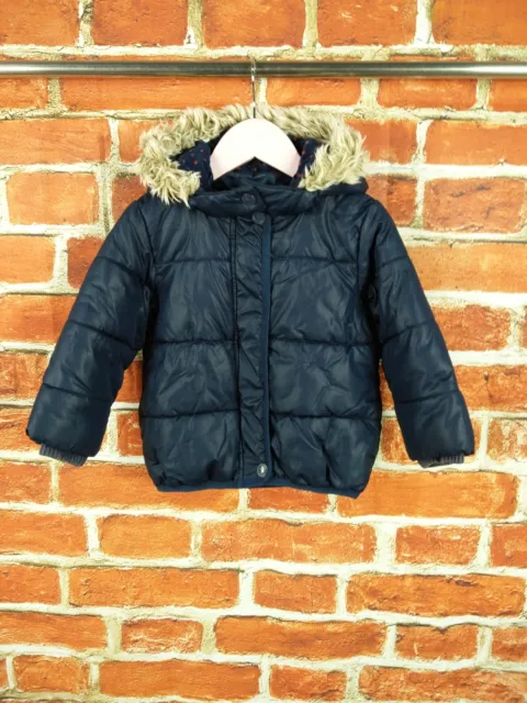 Baby Girl Coat Age 18-24 Months Next Navy Soft Padded Winter Puffer Jacket  92Cm