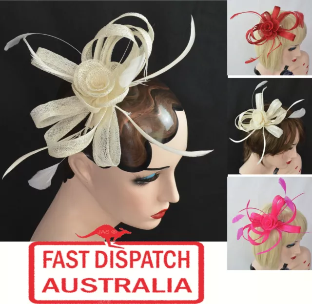 Melbourne Cup Spring Races Racing Carnival Clip or Headband Flower Fascinator
