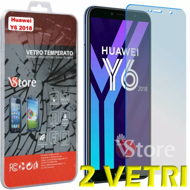 2 Pezzi Pellicola Vetro Temperato Per Huawei Y6 2018 Salva Proteggi Schermo 5,7"