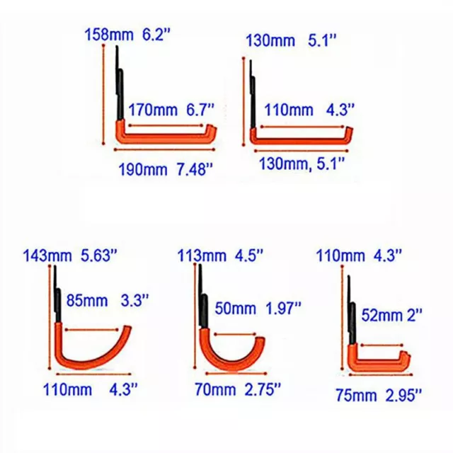 Hook Garage Storage Tool Wall-Mounted Heavy-Duty U-Shaped Tool Garage H-tz 3