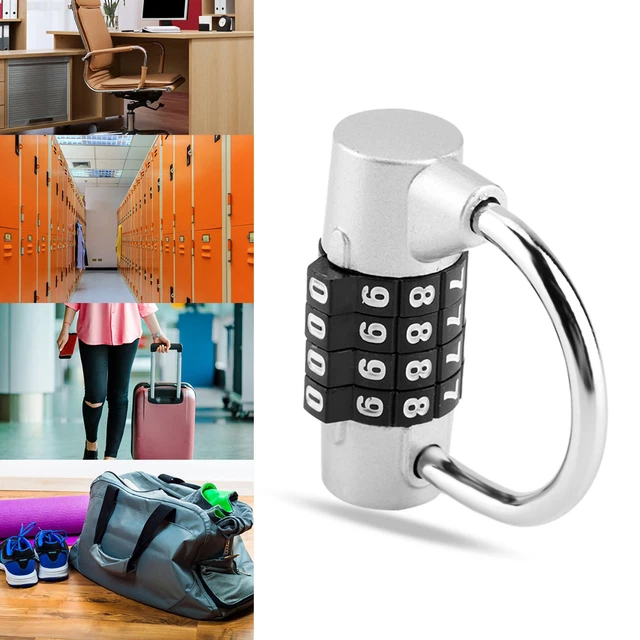 (Silver)Combination Lock Password Lock 4 Dial Suitcases For Gym For School