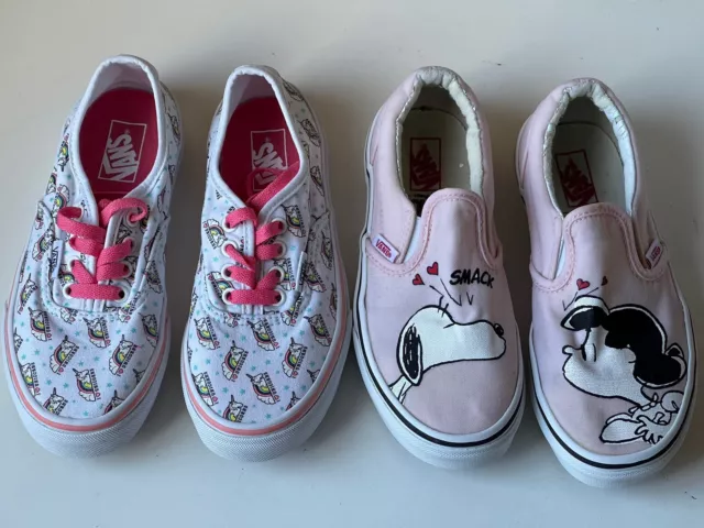 VANS PEANUTS / UNICORNS Girls Multicoloured Low Top Trainers UK Size 2, EU 33