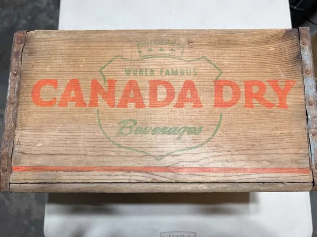 VTG CANADA DRY GINGER ALE WOODEN CRATE BOX Soda/beverage case 16.5 x 11 x 9"