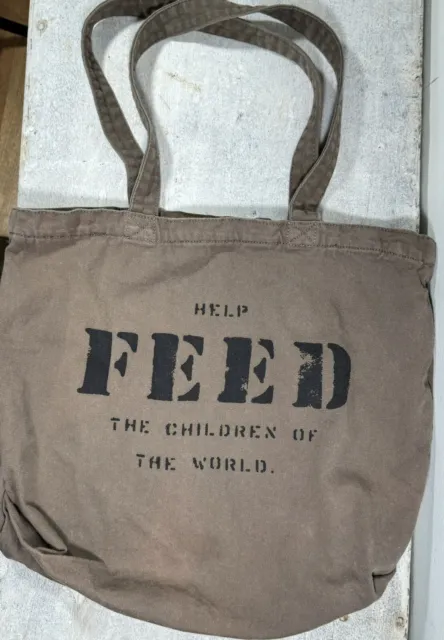 Feed Projects 10 Market Tote Bag Reusable Cotton Purse Cocoa Brown Black