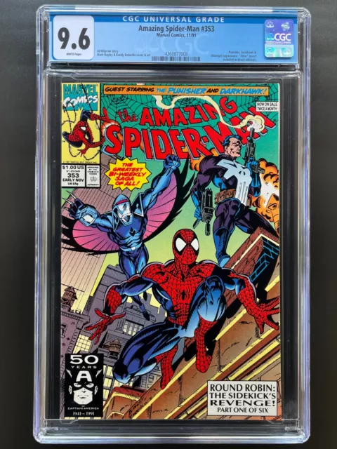 Amazing Spider-Man #353  CGC 9.6 NM+  WP  Punisher  Darkhawk  Midnight  App