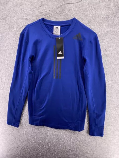 Adidas Activewear Top Mens Small S Blue Techfit Long Sleeve Warm Aeroready NWT