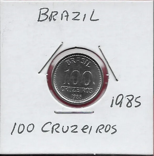BRAZIL 100 CRUZEIROS 1985 UNC NATIONAL ARMS OF BRAZIL,DENOMINATION ABOVE DATE,Sc