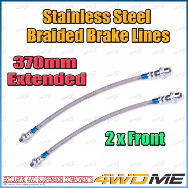 2x For TOYOTA HILUX KUN26 N70 EXTENDED FRONT Stainless Steel Braided Brake Lines