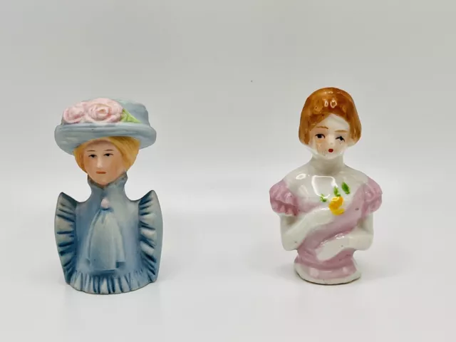 1930 Antique Art Deco Flapper Doll Porcelain JAPAN +Miniature Avon lady