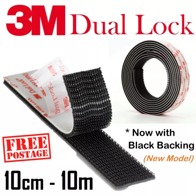 3M Dual Lock Tape Black Adhesive (25mm) - 5 x Stronger than Hook and Loop SJ3550