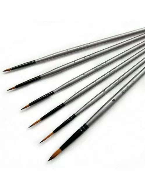 Rotondo Appuntito Acquerello Arte Forniture Olio Spazzola Argento IN Legno Corto