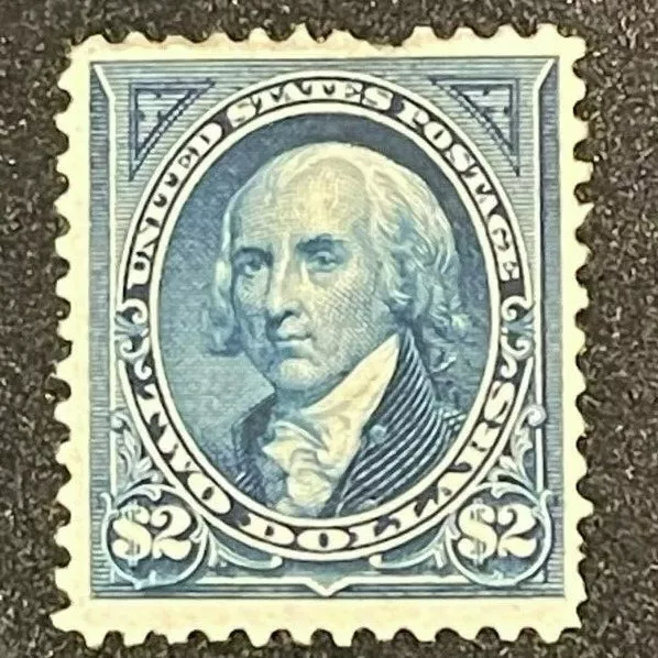 Scott#: 277 - James Madison 1895 $2 bright blue disturbed OG, F/VF unused