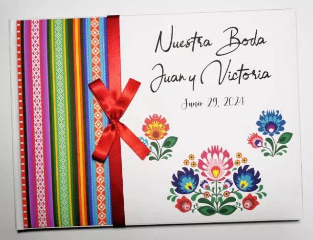 Personalised Mexican Fiesta wedding guest book, Mexican serape birthday book