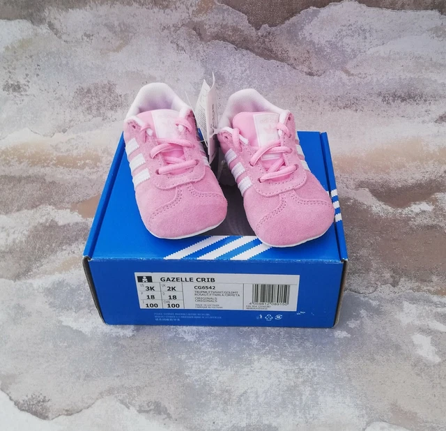 NEW ADIDAS BABY Pink Gazelle Crib Shoes Trainers Infant Size UK 2K