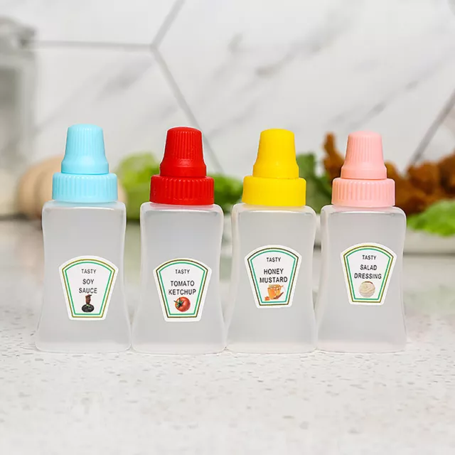 1/2/4pcs/set Mini Tomato Salad Dressing Bottle Portable Small Sauce Container