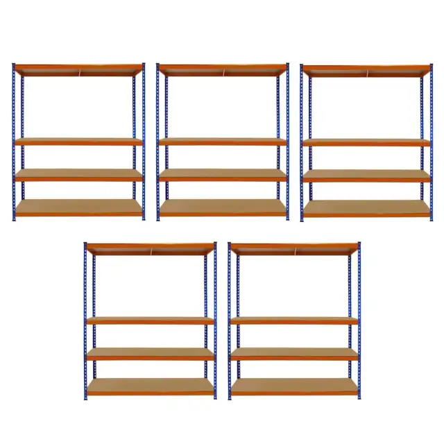 5 x Garage métal rayonnage unités Heavy Duty rayonnage 1,5 m large S-RAX 4Tier