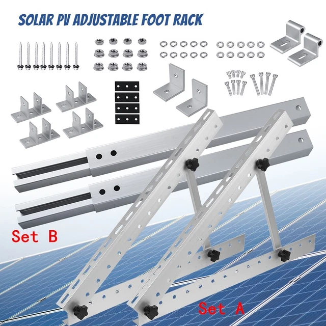 2X ADJUSTABLE SOLAR Panel RV Tilt Mount Mounting Brackets Kit Roof Flat