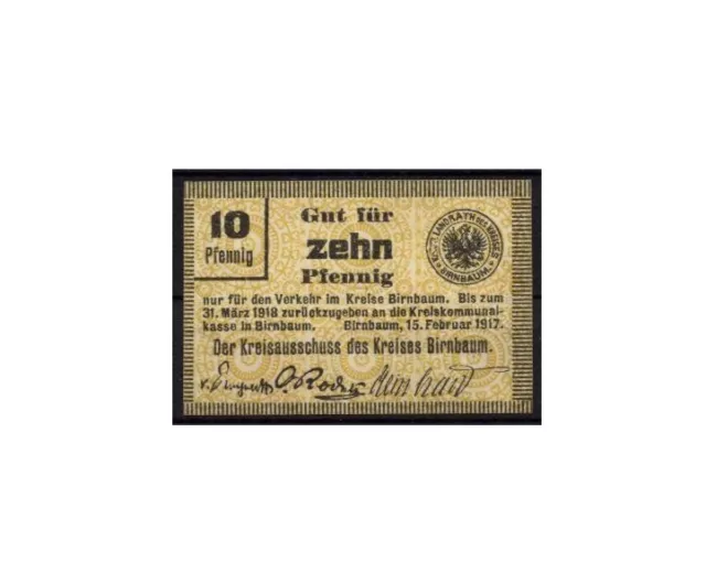 [13549] - NOTGELD BIRNBAUM (heute: Międzychód), Stadt, 10 Pf, 15.02.1917. Tieste