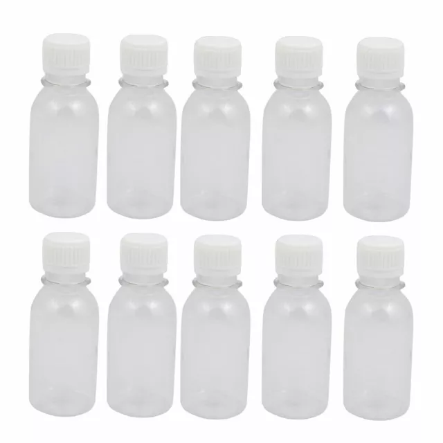 10Stk 100ml Plastik Flasche Klar DIY Rund Flasche  Weiße Deckel