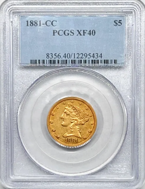 1881-CC $5 Gold Liberty Head PCGS XF40 Gold Half Eagle 295434