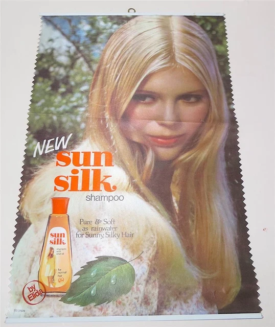 Sunsilk Shampoo Advertising Poster Shop Sign Fabric 1970's Original 18" x 12"