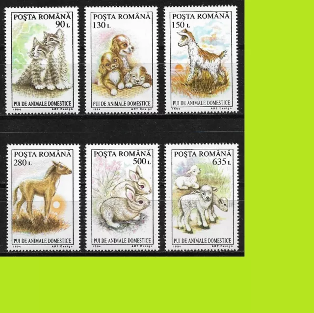 Romania 1994 Young Domestic Animals - Cat - Dogs - Horses - Complet Series - MNH