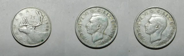 Canada : Silver 25 Cents 1943