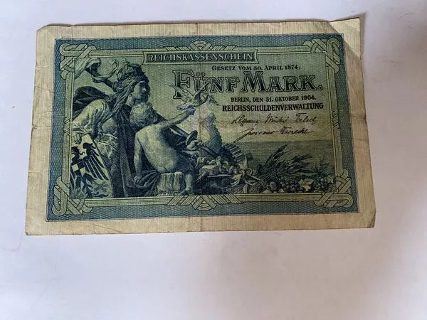 Reichsbanknote 5 Mark 1904 2 Stück