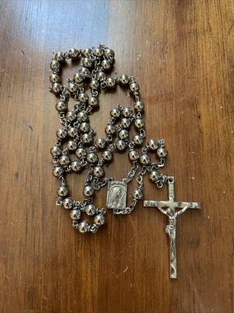 Catholic Rosary, Silver Tone, Blessed Virgin Mary