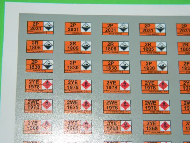 Mixed Gas Acid Hazchem Labels for OO Scale Hornby & Bachmann Tank TEA TTA wagons 2