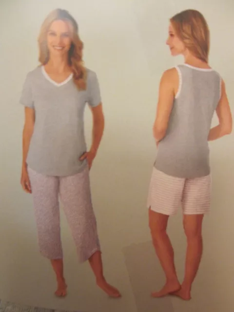 NWT Carole Hochman Womens 4 Piece Pajama Set Short Sleeve Gray Size S $60 AA214