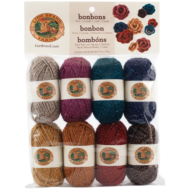 2 Pack Lion Brand Bonbons Yarn 8pcs-Party -601-650
