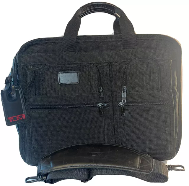 Tumi Alpha Expandable Organizer Laptop Travel Briefcase Black Ballistic Nylon