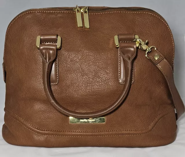 Ivanka Trump Brown Leather Dome Satchel Bag / Purse