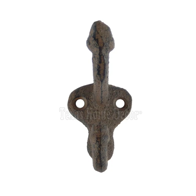 Acorn Double Wall Hook Cast Iron Hat Towel Coat Key Hanger Antique Style 2 3/4" 3