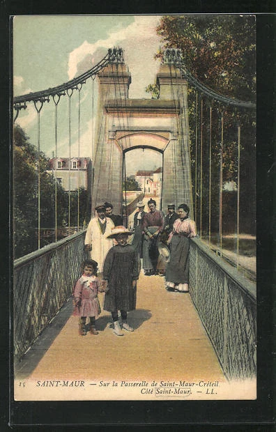 CPA Saint-Maur, Sur la Passerelle de Saint-Maur-Creteil. des Enfants auf der Po