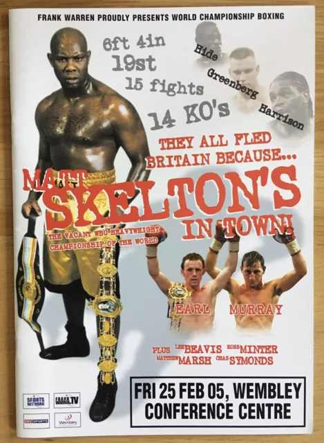 Superb Rare Matt Skelton Vs Fabio Eduardo Moli Original On Site Programme 2005!!