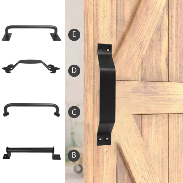 Iron Sliding Barn Door Handle Rustic Pull Flush Gate Garage Hardware with Screws 2
