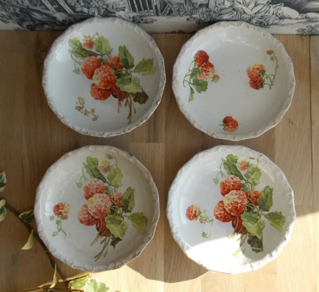 4 Anciennes Petites Assiettes Creuses Coupelles St Amand Et Hamage  Fraises