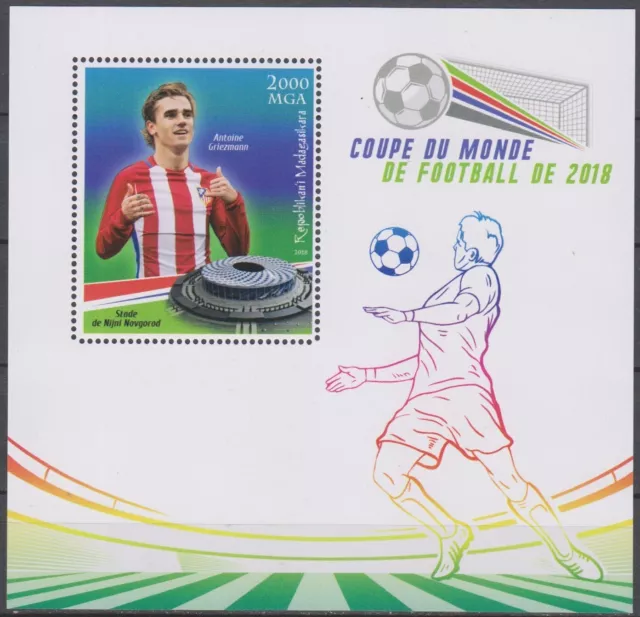 Briefmarken Fussball-WM 2018 - Griezmann - MADAGASKAR - Block postfrisch