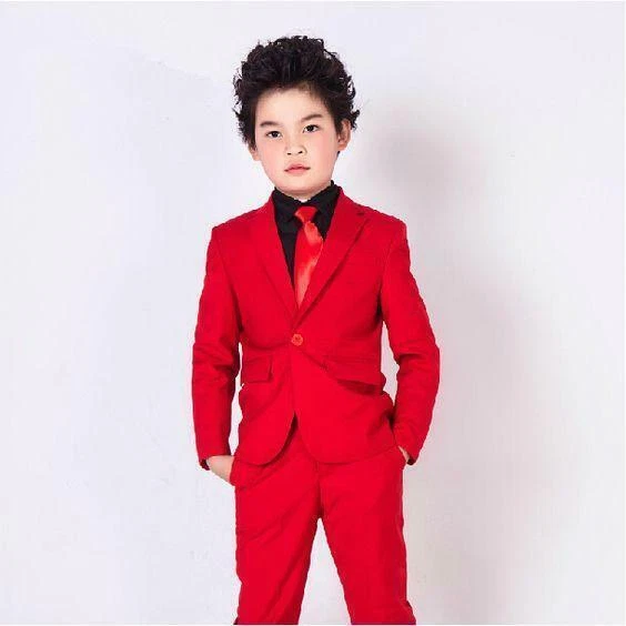 Red Baby Boy Suit Page Boys Wedding Suits Holy Communion Prom Party 2 Piece Suit