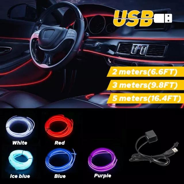 5M/16.4FT Auto Led Innenbeleuchtung,USB EL Wire Auto Blau,Led