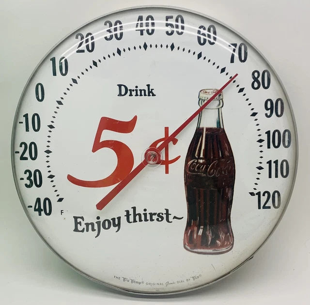 Vtg  Coca-Cola Tru Temp Jumbo Dial Advertising Thermometer Original Coke By TCA
