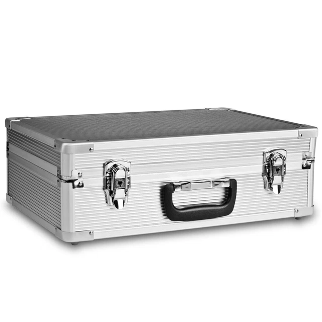 Waffenkoffer Pistolenkoffer mit Schaumstoff Einsatz, silber 46x33x15 cm