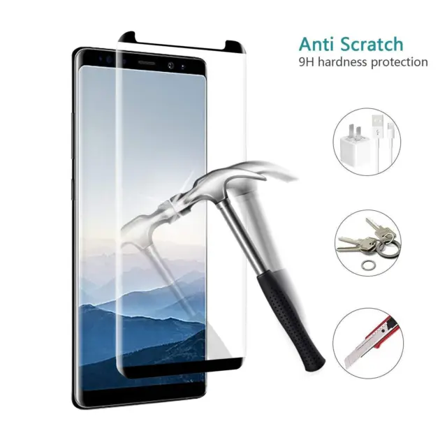 Protector Pantalla Curvo Cristal Templado 9H Para Samsung Galaxy Note 8 Negro