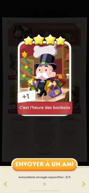 « C’est L’heure Des Bonbons » Autocollant/Carte  MonopolyGO